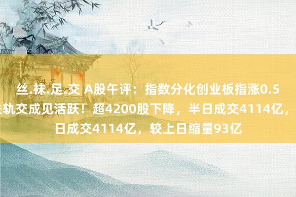 丝.袜.足.交 A股午评：指数分化创业板指涨0.56%，光伏、高铁轨交成见活跃！超4200股下降，半日成交4114亿，较上日缩量93亿