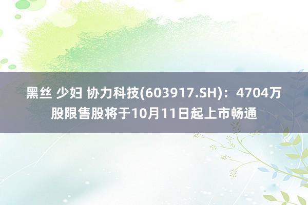 黑丝 少妇 协力科技(603917.SH)：4704万股限售股将于10月11日起上市畅通