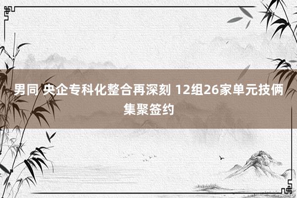 男同 央企专科化整合再深刻 12组26家单元技俩集聚签约