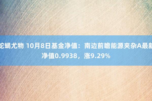 蛇蝎尤物 10月8日基金净值：南边前瞻能源夹杂A最新净值0.9938，涨9.29%