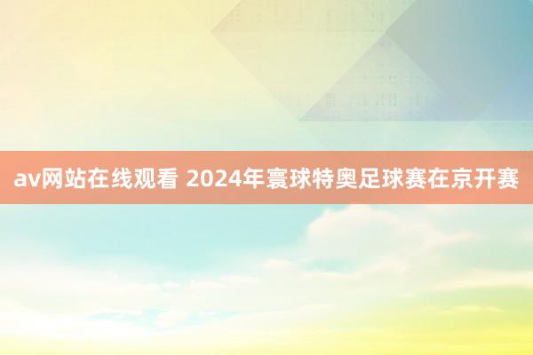 av网站在线观看 2024年寰球特奥足球赛在京开赛