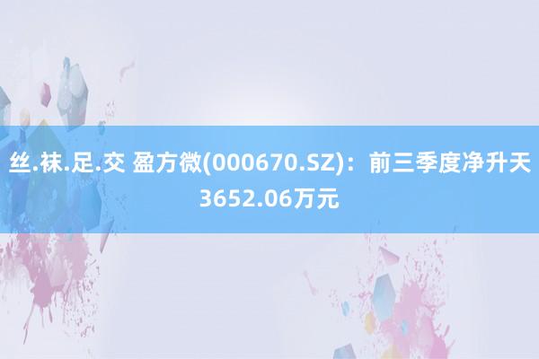 丝.袜.足.交 盈方微(000670.SZ)：前三季度净升天3652.06万元