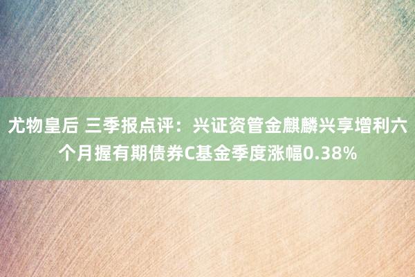 尤物皇后 三季报点评：兴证资管金麒麟兴享增利六个月握有期债券C基金季度涨幅0.38%