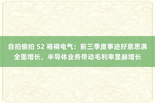 自拍偷拍 52 袼褙电气：前三季度事迹好意思满全面增长，半导体业务带动毛利率显赫增长