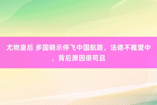 尤物皇后 多国晓示停飞中国航路，法德不雅望中，背后原因很苟且