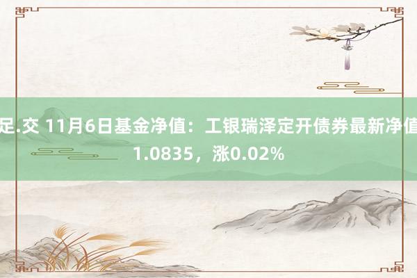 足.交 11月6日基金净值：工银瑞泽定开债券最新净值1.0835，涨0.02%