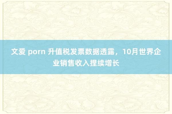 文爱 porn 升值税发票数据透露，10月世界企业销售收入捏续增长