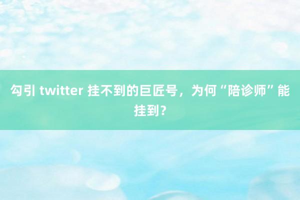 勾引 twitter 挂不到的巨匠号，为何“陪诊师”能挂到？