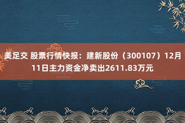 美足交 股票行情快报：建新股份（300107）12月11日主力资金净卖出2611.83万元