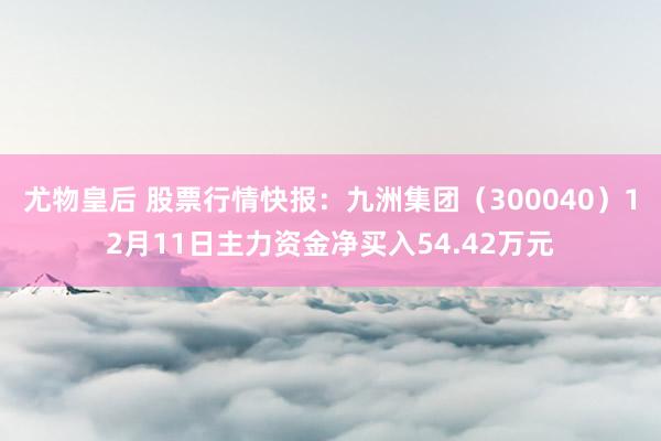 尤物皇后 股票行情快报：九洲集团（300040）12月11日主力资金净买入54.42万元