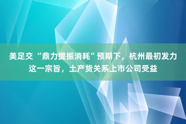 美足交 “鼎力提振消耗”预期下，杭州最初发力这一宗旨，土产货关系上市公司受益