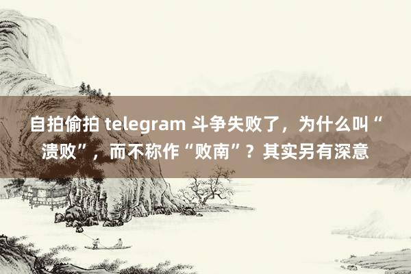 自拍偷拍 telegram 斗争失败了，为什么叫“溃败”，而不称作“败南”？其实另有深意