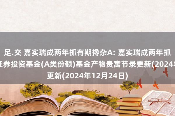 足.交 嘉实瑞成两年抓有期搀杂A: 嘉实瑞成两年抓有期搀杂型证券投资基金(A类份额)基金产物贵寓节录更新(2024年12月24日)