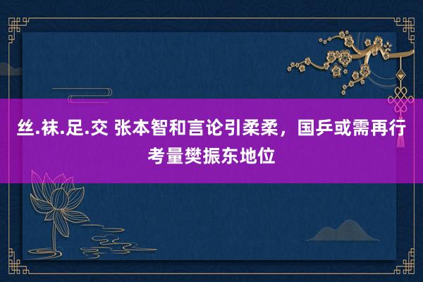 丝.袜.足.交 张本智和言论引柔柔，国乒或需再行考量樊振东地位