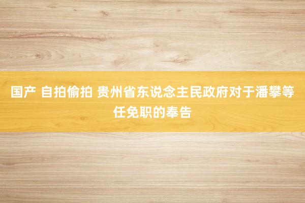 国产 自拍偷拍 贵州省东说念主民政府对于潘攀等任免职的奉告