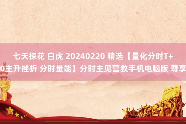 七天探花 白虎 20240220 精选【量化分时T+0主升挫折 分时量能】分时主见营救手机电脑版 尊享