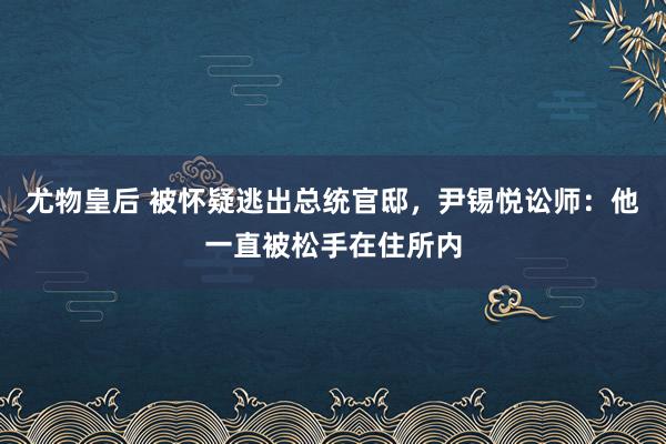 尤物皇后 被怀疑逃出总统官邸，尹锡悦讼师：他一直被松手在住所内